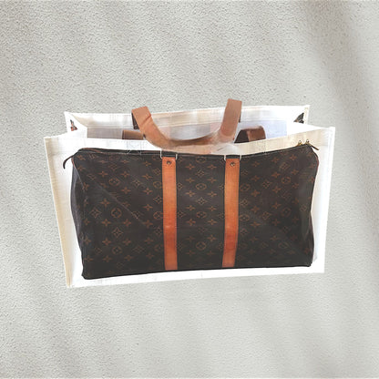 Designer plastic tote with Louis Vuitton pattern
