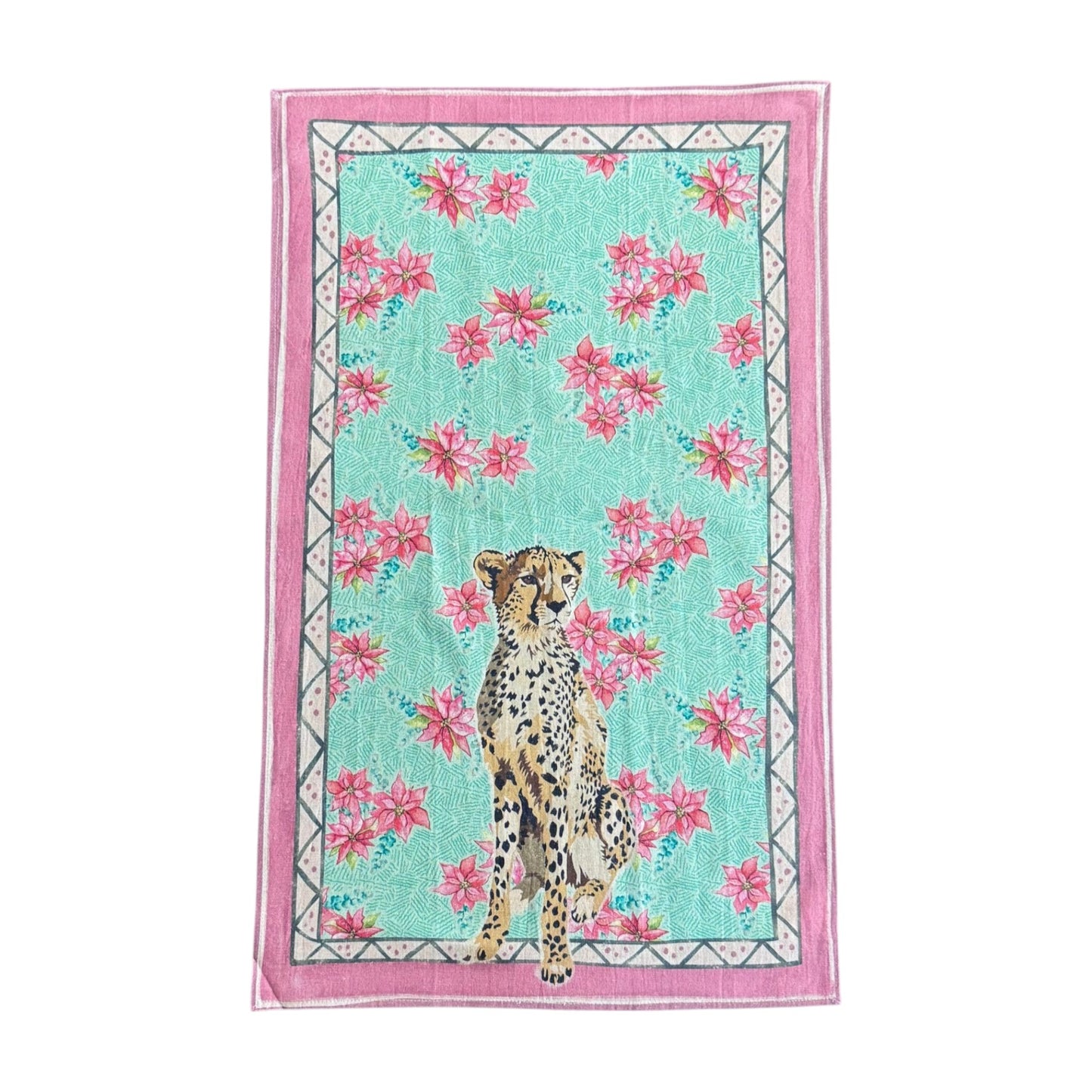 Towel with a cheetah and floral design 