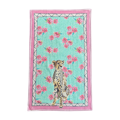 Towel with a cheetah and floral design 