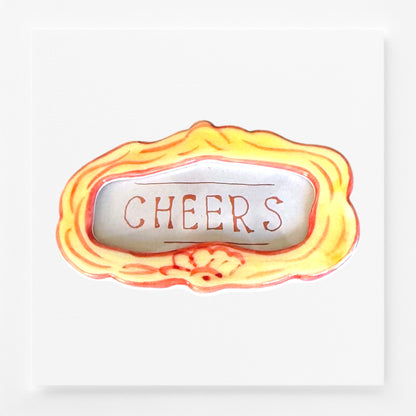 Decorative frame magnet with 'CHEERS' text 