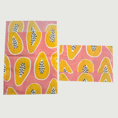 Reusable Fabric Beeswax Food Bags with Prints, Set of 2, 12 Styles