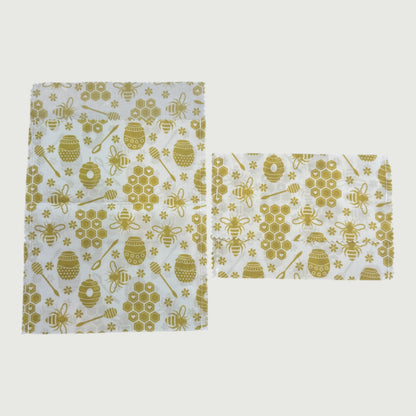 Reusable Fabric Beeswax Food Bags with Prints, Set of 2, 12 Styles