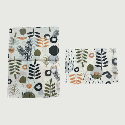 Reusable Fabric Beeswax Food Bags with Prints, Set of 2, 12 Styles