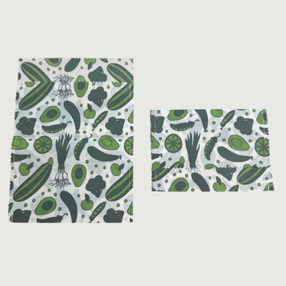 Reusable Fabric Beeswax Food Bags with Prints, Set of 2, 12 Styles