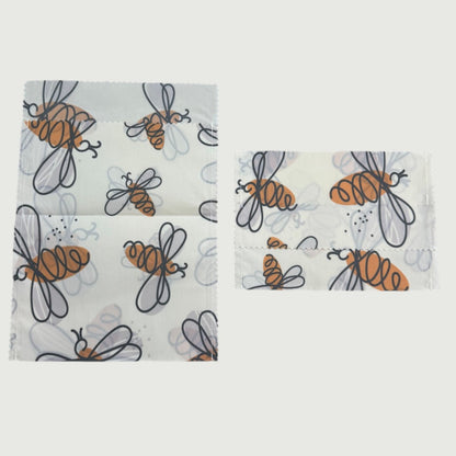 Reusable Fabric Beeswax Food Bags with Prints, Set of 2, 12 Styles