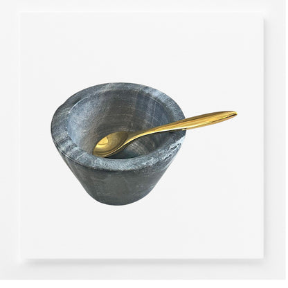 Marble Bowl w/Brass Spoon