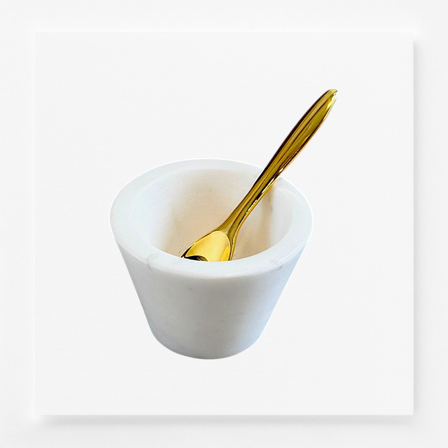 Marble Bowl w/Brass Spoon