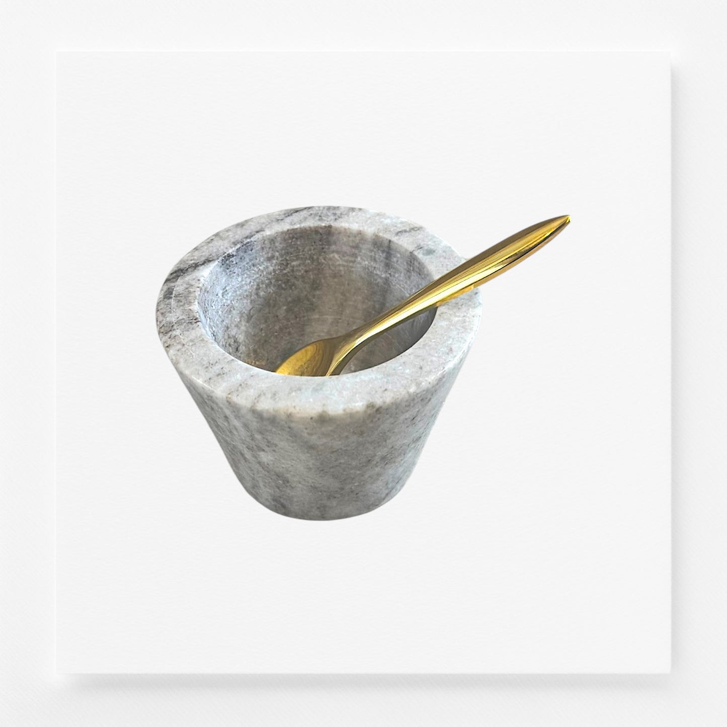 Marble Bowl w/Brass Spoon