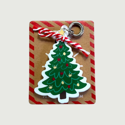 Christmas  light-up tree-shaped keychain, bag charm of dog tag