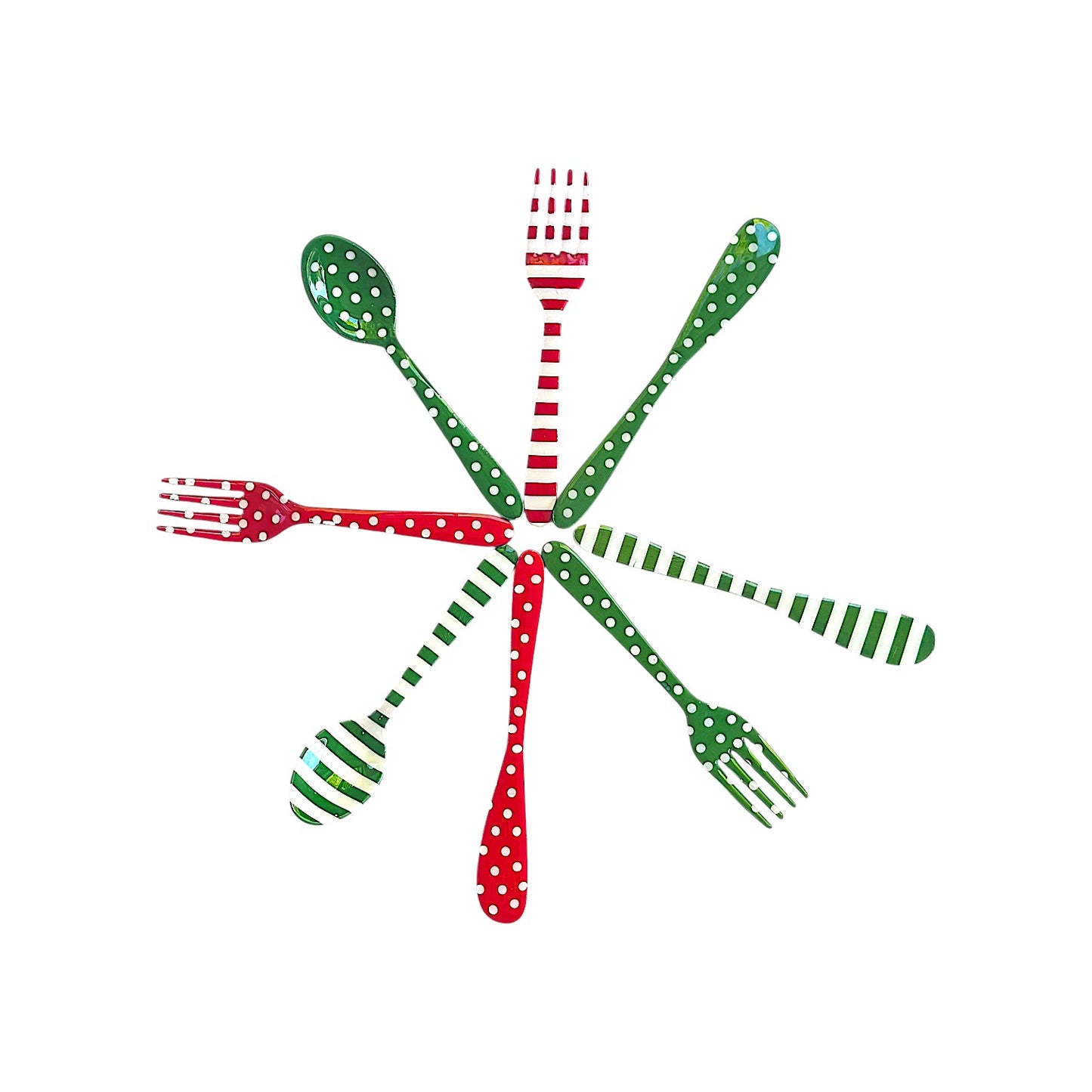 Festive Dotted & Striped Patterned Spoons