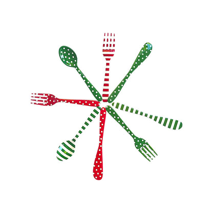 Festive Dotted & Striped Patterned Spoons