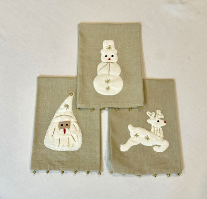 Holiday Felt Applique Towels by Mud Pie