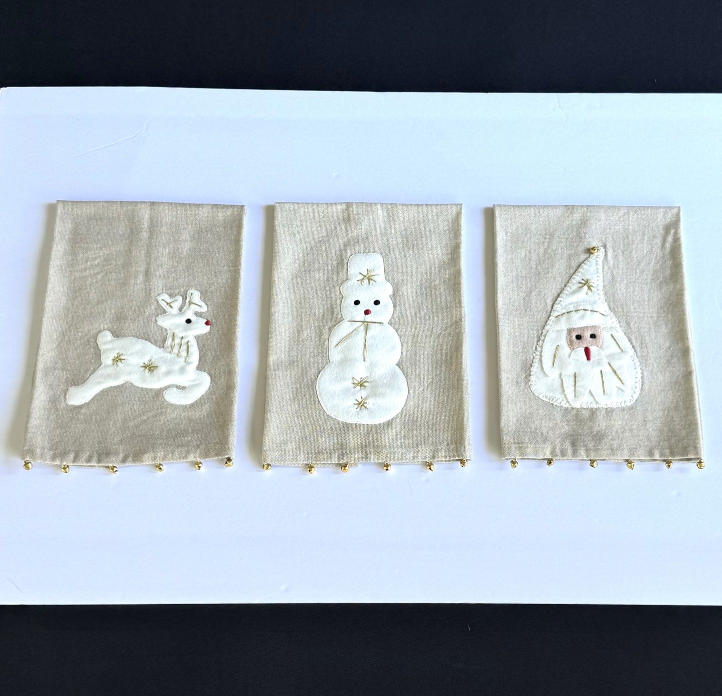 Holiday Felt Applique Towels by Mud Pie