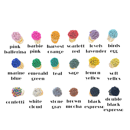 3" Colored Matches:  Sold in bundles of 100, 18 Color Options Available