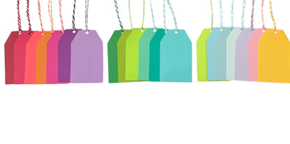 Gift Tag Variety Packs: 40 Pack w/ Coordinating Bakers Twine, Heavy Duty, Quality Cardstock,