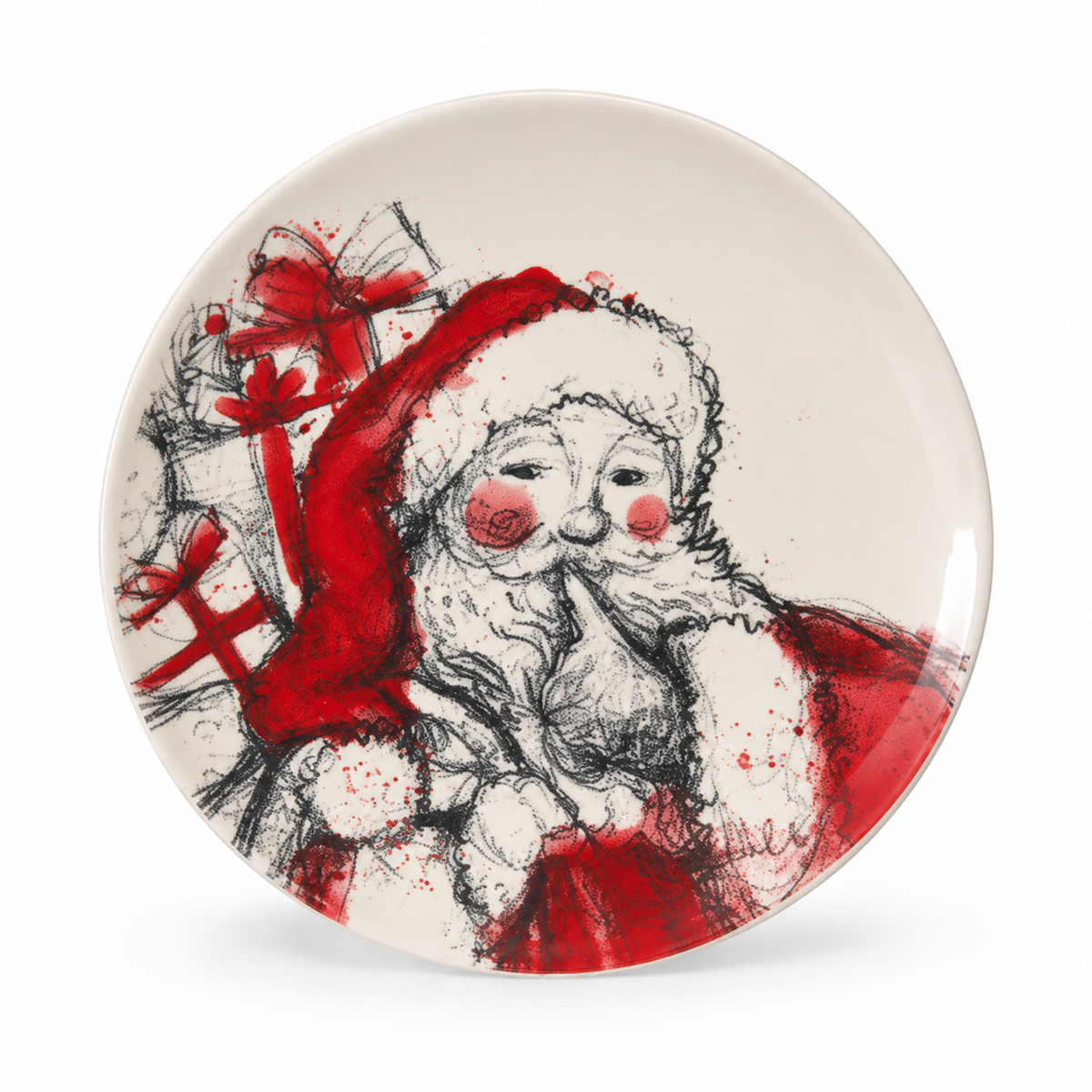 Vintage Santa Stoneware Appetizer Plates: 4 Styles