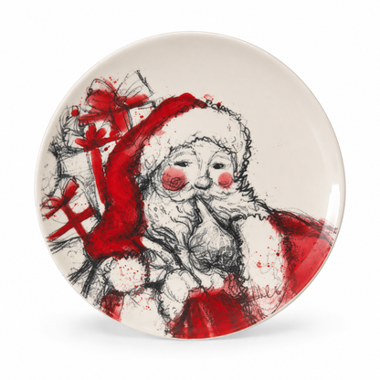 Vintage Santa Stoneware Appetizer Plates: 4 Styles