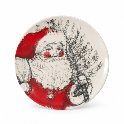 Vintage Santa Stoneware Appetizer Plates: 4 Styles