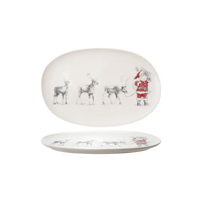 Decorative plate with Santa Claus and reindeer design