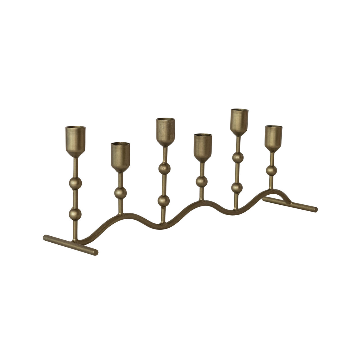Antique Gold Iron Candle Runner: 6 Taper Candle Holder