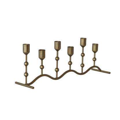 Antique Gold Iron Candle Runner: 6 Taper Candle Holder