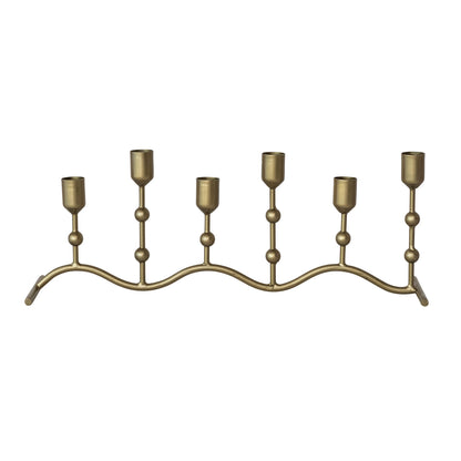 Antique Gold Iron Candle Runner: 6 Taper Candle Holder