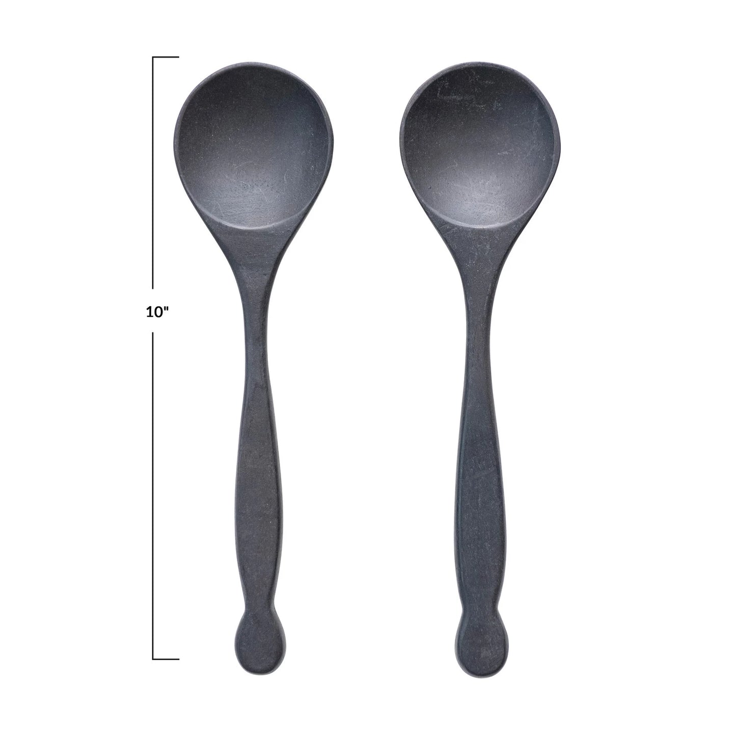 Modern Black Mango Salad Servers, 10" L, Set of 2
