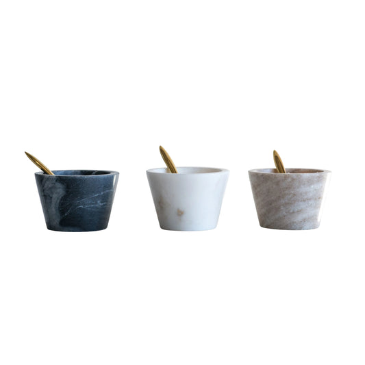 Marble Bowl w/Brass Spoon