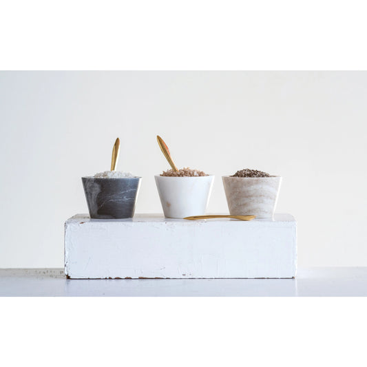 Marble Bowl w/Brass Spoon