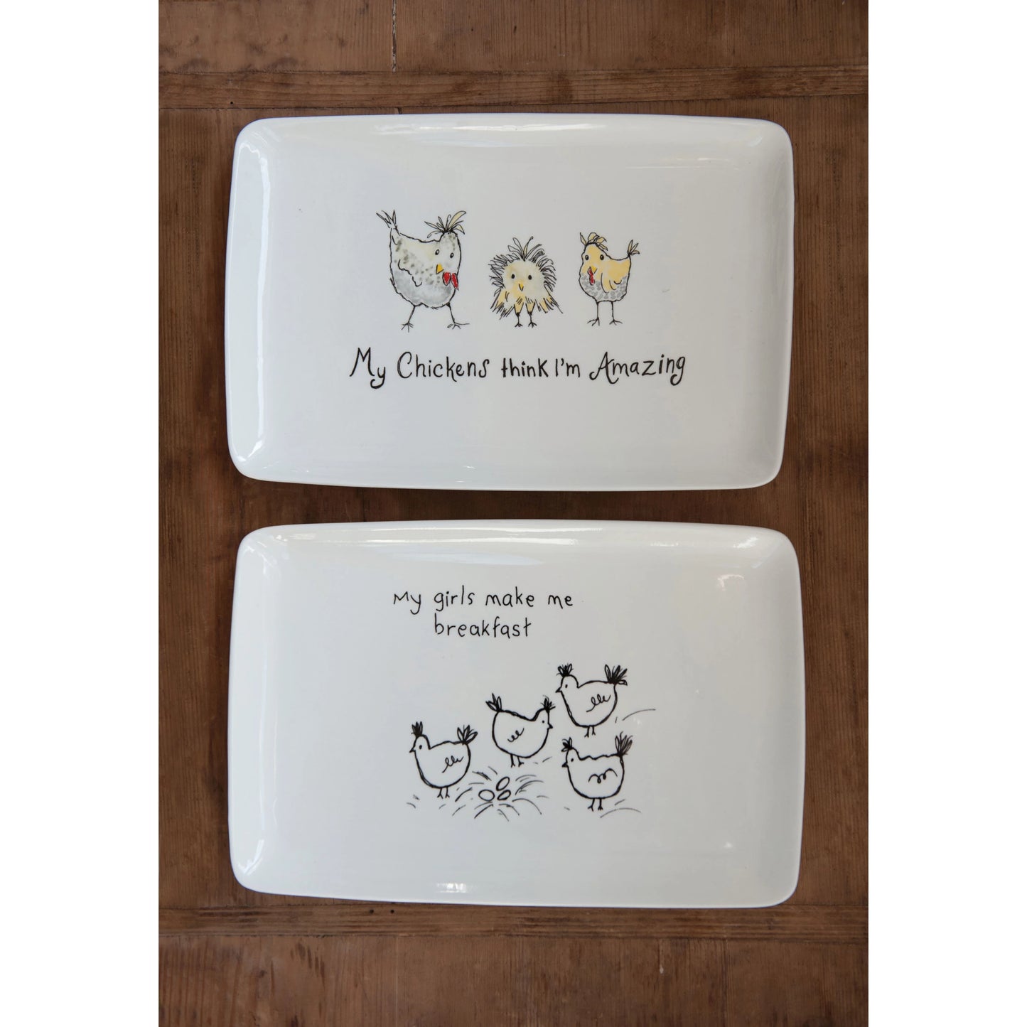 Whimsical Chicken Stoneware Serving Platter