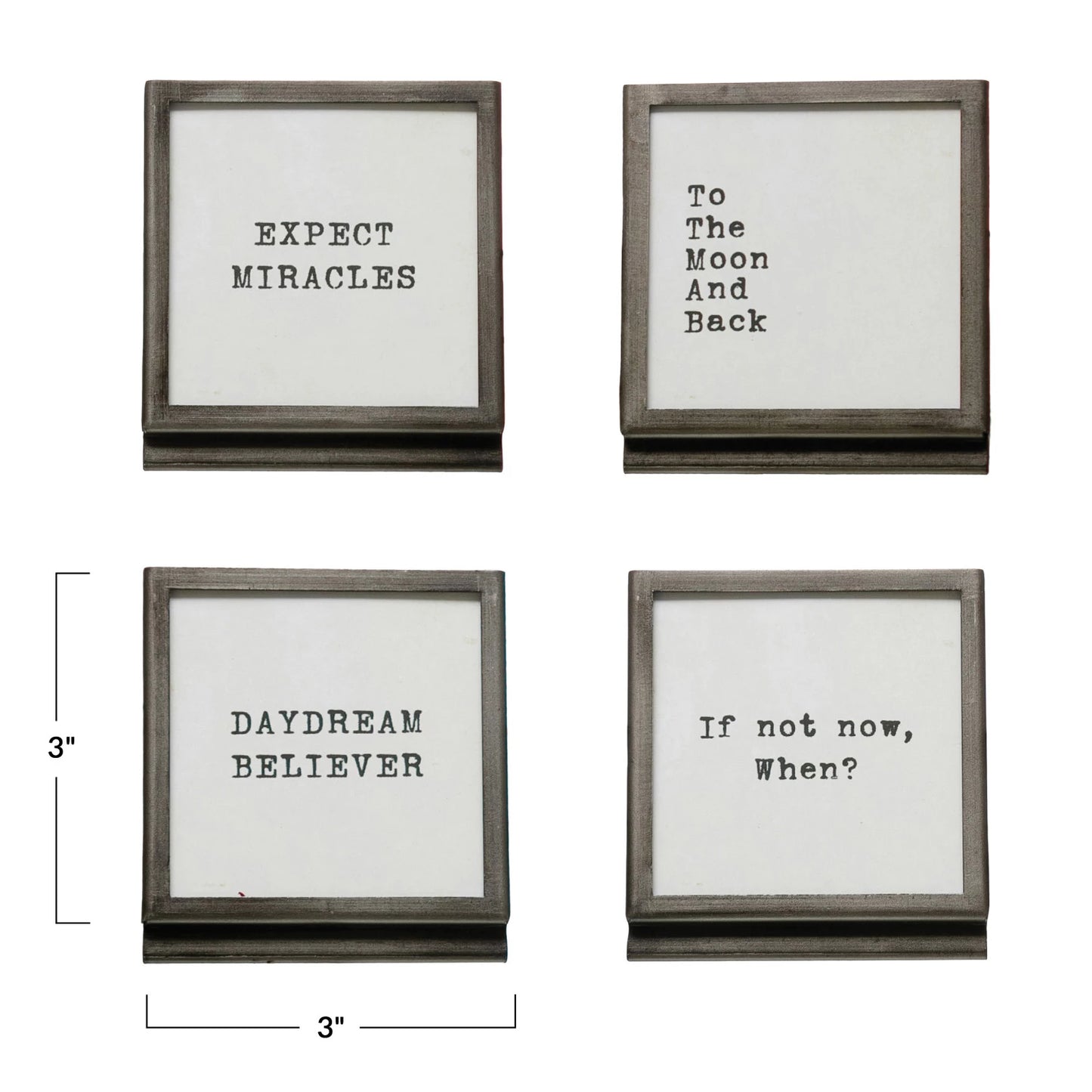 3" Square Gunmetal Frame with Special Sayings