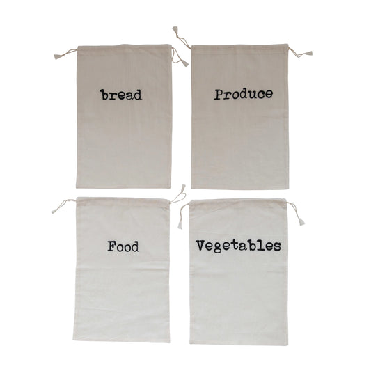 Cotton Printed Reusable Drawstring Food Bag
