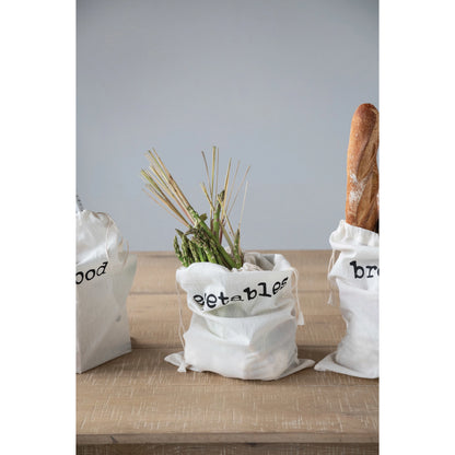 Cotton Printed Reusable Drawstring Food Bag
