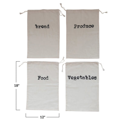 Cotton Printed Reusable Drawstring Food Bag