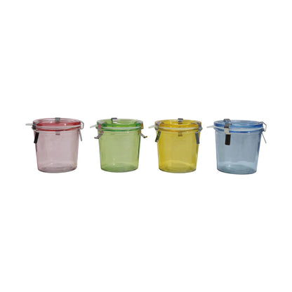 Food Storage Jar with Lid, Rubber Seal & 3 Metal Clamps, 4 Color Options