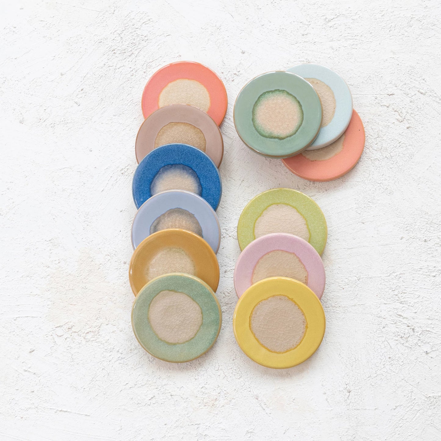 Reactive Glaze Stoneware Trivet & Coaster, 4.3" Diameter