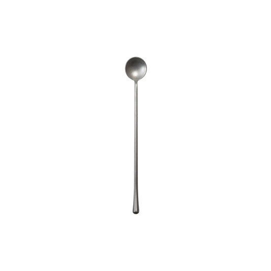 8"L Cocktail Spoon Stainless Steel, Brushed Pewter Finish