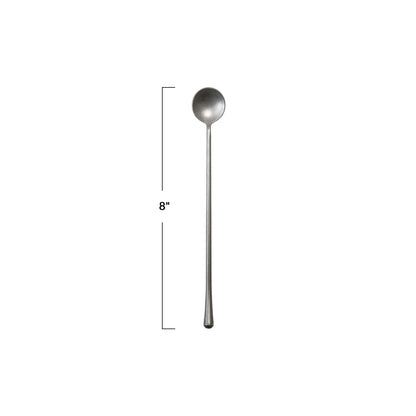 8"L Cocktail Spoon Stainless Steel, Brushed Pewter Finish