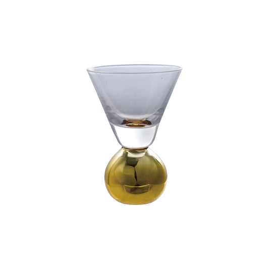 1 oz Shot Glass w/Gold Electroplated Ball Stem