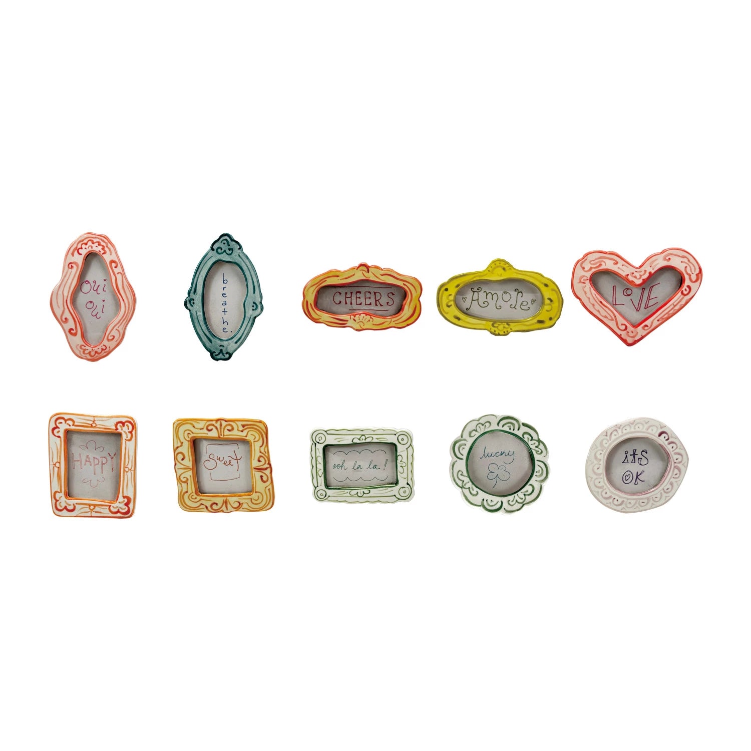 Set of colorful miniature magnet picture frames 