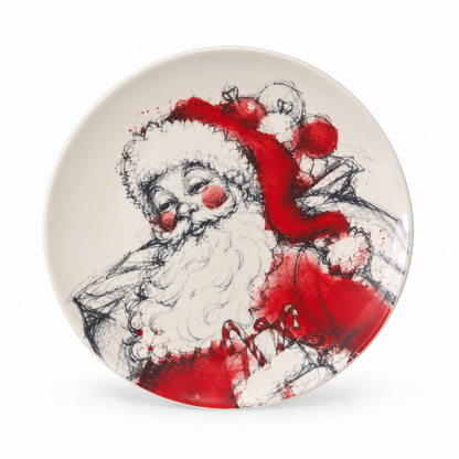 Vintage Santa Stoneware Appetizer Plates: 4 Styles