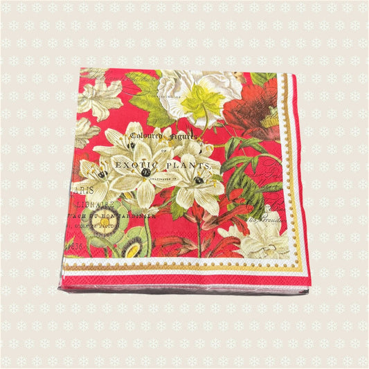 Crimson Festive Florals Luncheon Napkin