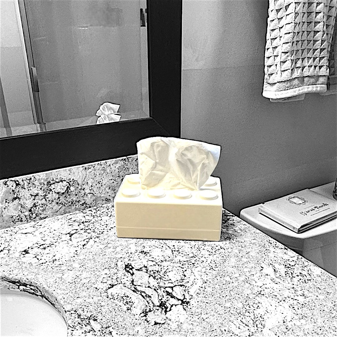 Colorful Facial Tissue Holder Shaped like a "Building Block"