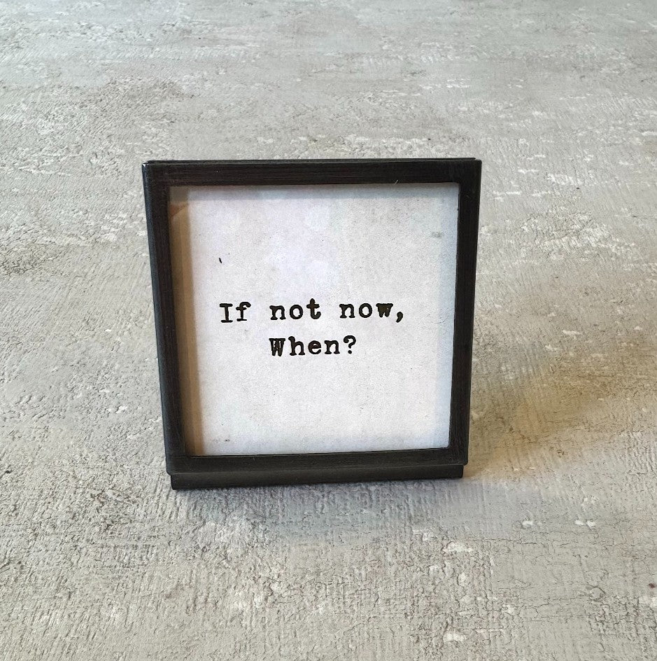 3" Square Frame with Saying- Gunmetal