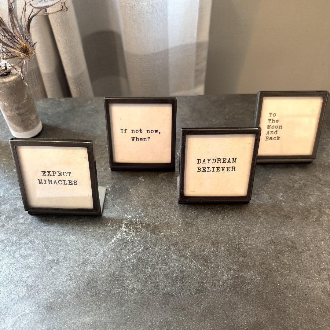 3" Square Frame with Saying- Gunmetal