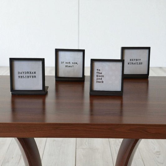 3" Square Frame with Saying- Gunmetal