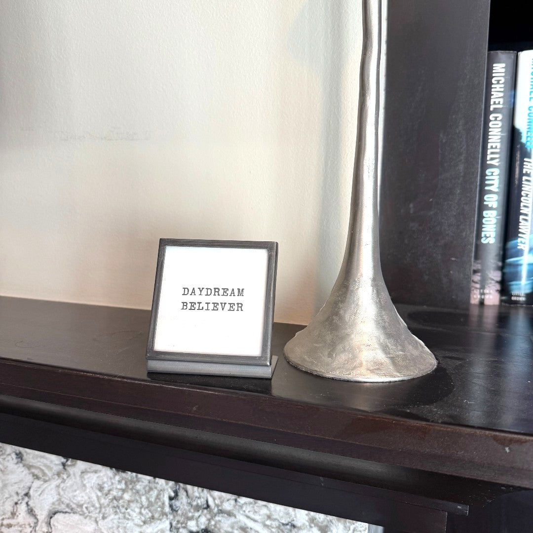 3" Square Frame with Saying- Gunmetal