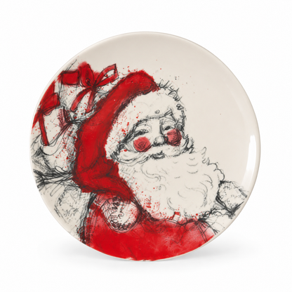 Vintage Santa Stoneware Appetizer Plates: 4 Styles