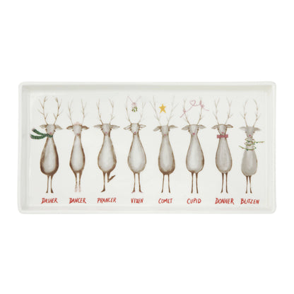 Reindeer and Santa Stoneware Platter
