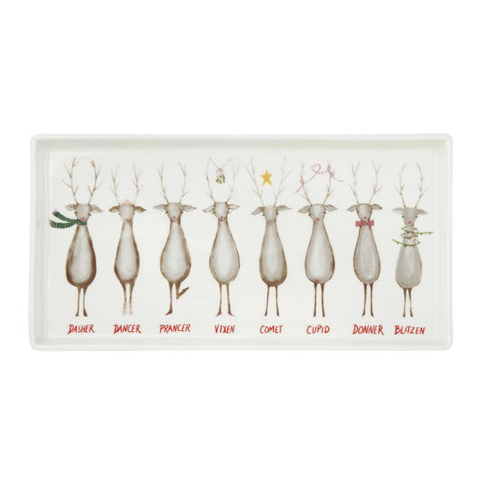 Reindeer and Santa Stoneware Platter